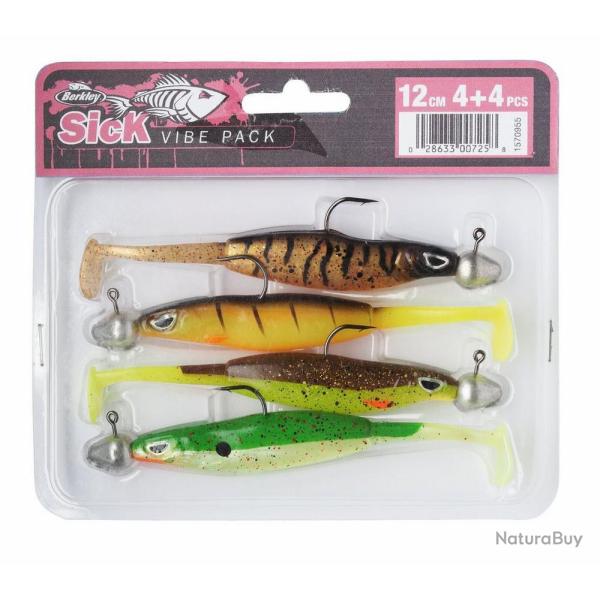 Pack Leurres Souples Berkley Sick Vibe 12cm 10g par 8