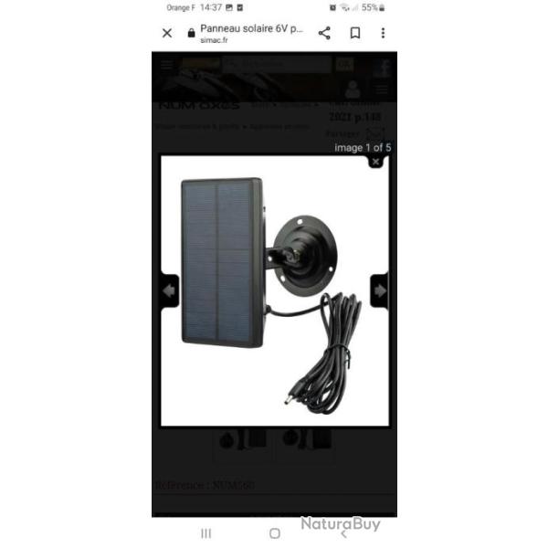 Panneau solaire Numaxes 6V pour PIE1044/PIE1045/PIE1048