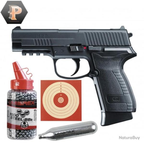 Pistolet UX HPP CO2 cal. BB/4.5MM + 1500 BB + cibles + capsules