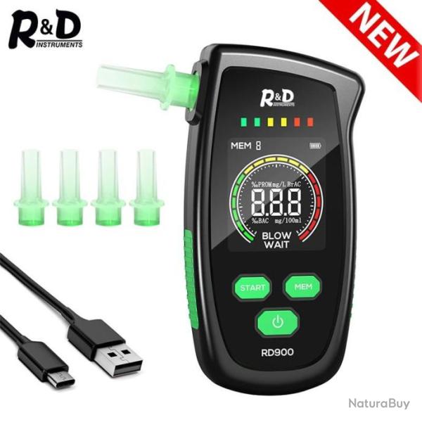 Testeur d'alcool�mie Ethylom�tre Rechargeable LCD Couleur Haute Qualit� Detection Rapide