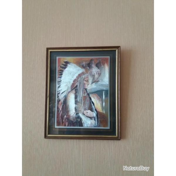 TRES BEAU PETIT TABLEAU AVEC UN CHEF INDIEN