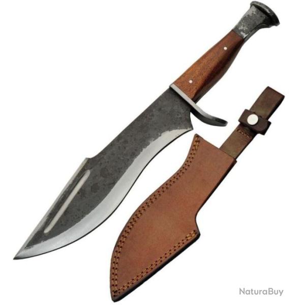 Bowie Forg� Dans un Clou de Rail Lame Acier Carbone Etui Cuir Fab Artisanat PA7901
