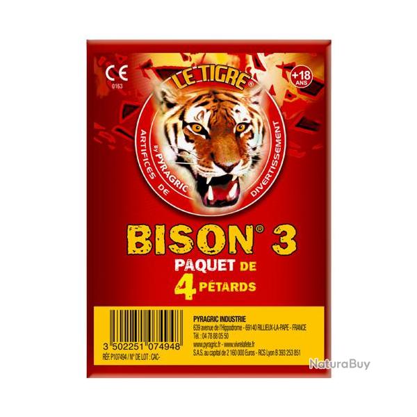 Bison 3 - Paquet de 4 P�tard � m�che - Artifice