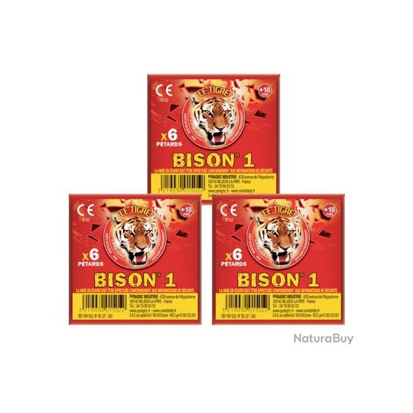 3X Paquet de 6 P�tard � m�che Bison 1 - Artifice