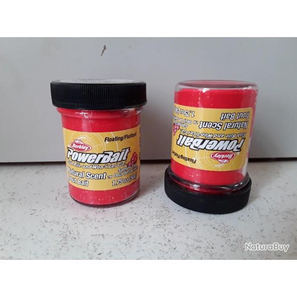 X2 POTS DE PATTES BERKLEY POWERBAIL ROUGE OEUF DE SAUMON