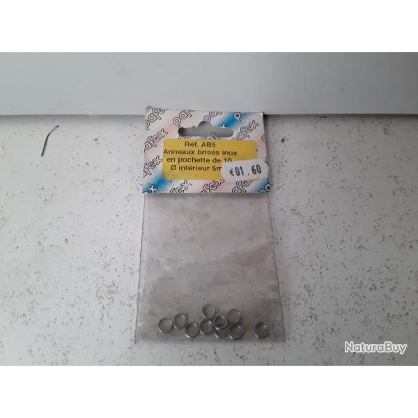 9377 POCHETTE DE 10 ANNEAUX BRISES INOX 5MM PARFEX NEUF