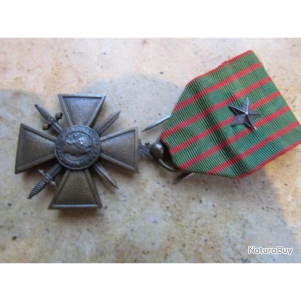 m�daille croix de guerre 1914 1918  ww1 premi�re guerre dat�e 1917(la + recherch�e) 1 citation