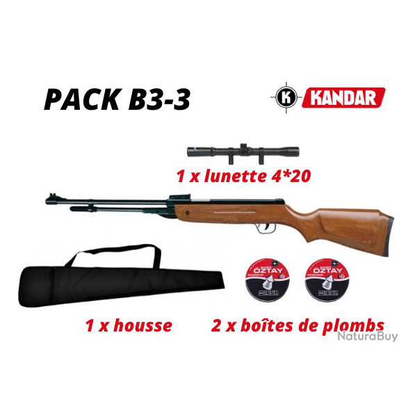 Carabine � plombs Kandar cal 4.5mm (B3-3) + plombs + lunette + housse