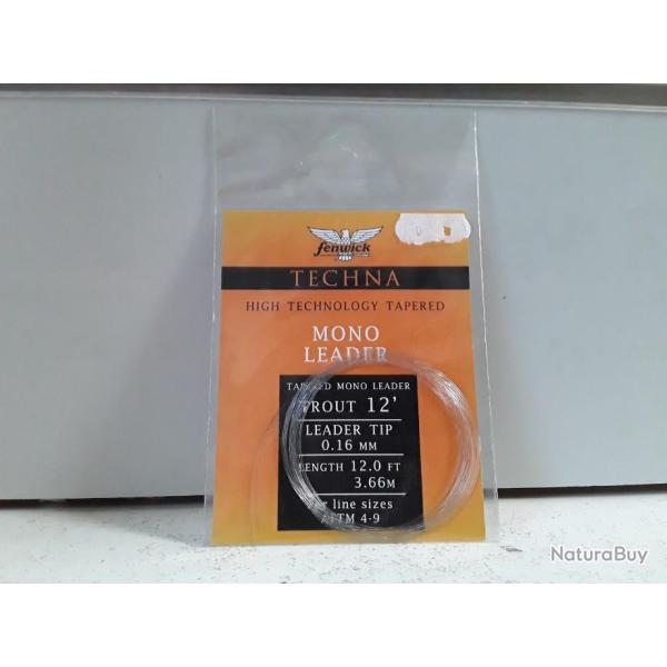 9395B QUEUE DE RAT FENWICK TECHNA MONO LEADER 0.16MM 3,66M NEUF