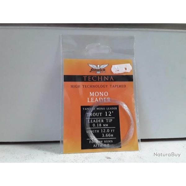 9395C QUEUE DE RAT FENWICK TECHNA MONO LEADER 0.18MM 3,66M NEUF