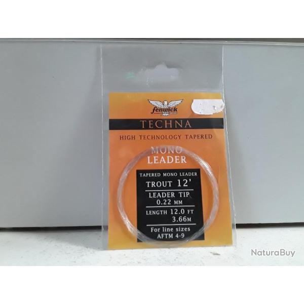9395E QUEUE DE RAT FENWICK TECHNA MONO LEADER 0.22MM 3,66M NEUF