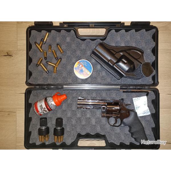 Ensemble complet Revolver 4.5mm (Billes & Diabolos) DAN WESSON DW715 4" STEEL GREY CO2 ASG