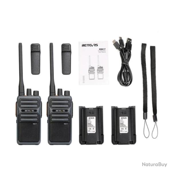 RETEVIS Talkie-Walkie PMR RB617 Radio Bidirectionnelle RB17 PTT 2 Pi�ces 4400mAh Pour Chasse P�che