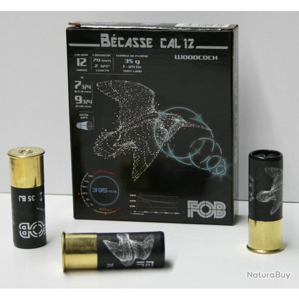 CARTOUCHE FOB BECASSE CAL. 12/70 BOURRE BIOR 35GR PLOMB DE 7 3/4 / 9 3/4 X10