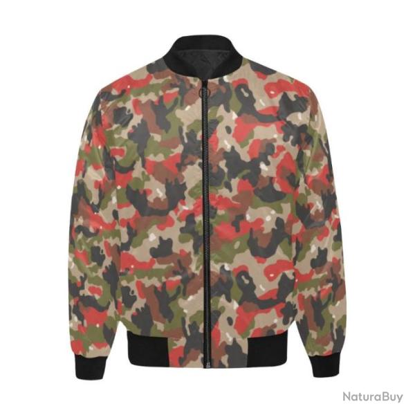 Blouson molletonn� bomber camouflage suisse alpenflage