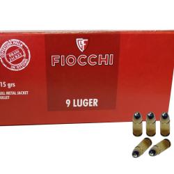 Fiocchi FMJ 115gr Cal. 9x19 - Lot de 500 munitions