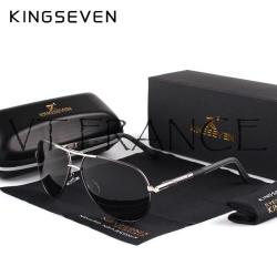 KINGSEVEN Lunettes Soleil Polarisee Aviateur-Silver/Gray 20260729082519