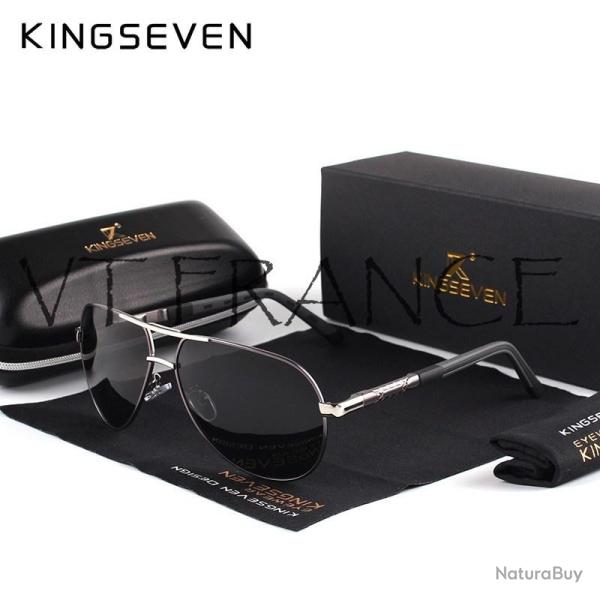 KINGSEVEN Lunettes Soleil Polarisee Aviateur-Silver/Gray