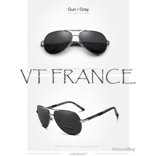 KINGSEVEN Lunettes Soleil Polarisee Aviateur-Gun/Gray
