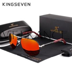 KINGSEVEN Lunettes Soleil Polarisee Aviateur-Silver/Red 20260729082519