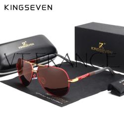 KINGSEVEN Lunettes Soleil Polarisee Aviateur-Red/Brown 20260729082519