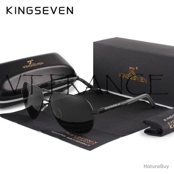 KINGSEVEN Lunettes Soleil Polarisee Aviateur-Black/Gray