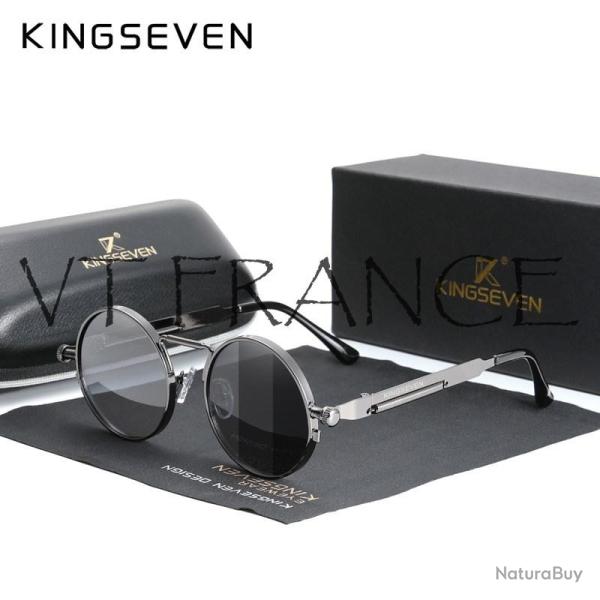 KINGSEVEN Lunettes Soleil Polarisee Steampunk, Couleur: Gun Photochromic