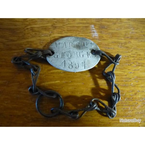 SF PLAQUE D IDENTITE MARCQ GEORGES1897 EN ALU