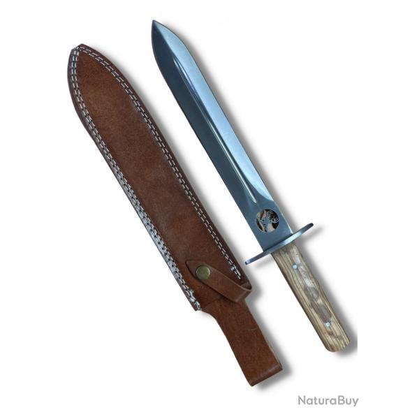 Couteau de chasse � lame ajour�e avec repr�sentation t�te de cerf