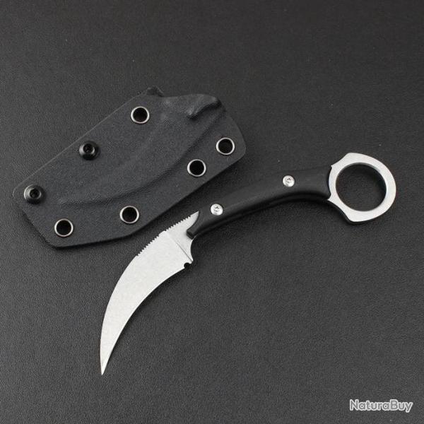 Couteau karambit acier d2 �tui kydex combat tactique survie custom chasse p�che #0113