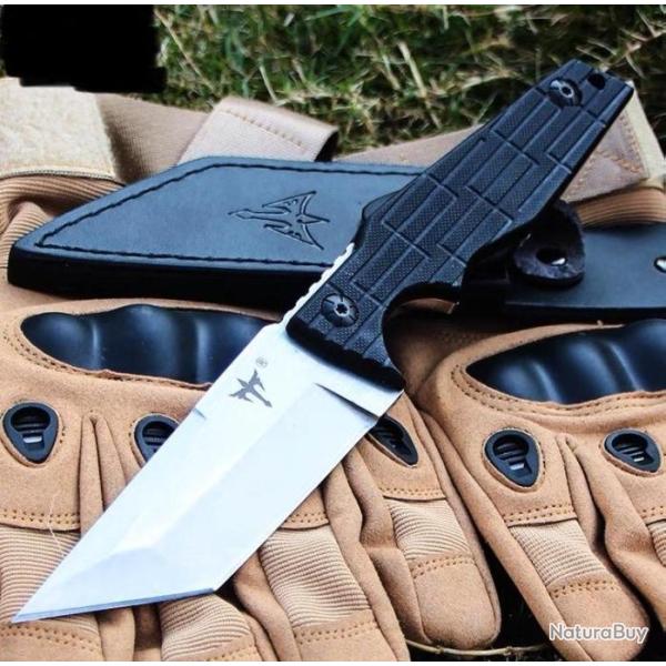 Couteau chasse avec son �tui skiner lame tanto tactique survie haute qualit� manche g10 #0103