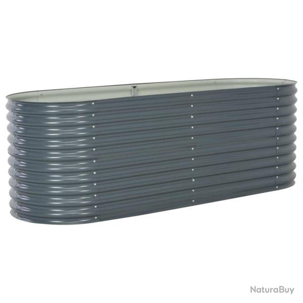 Jardini�re lit sur�lev� plantes fleurs jardin 240 x 80 x 81 cm acier galvanis� gris 02_0001023