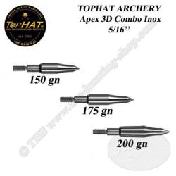 TOPHAT ARCHERY Pointes d'entrainement &agrave; visser Apex 3D Combo lourdes 5/16" en acier inoxidable 150 -