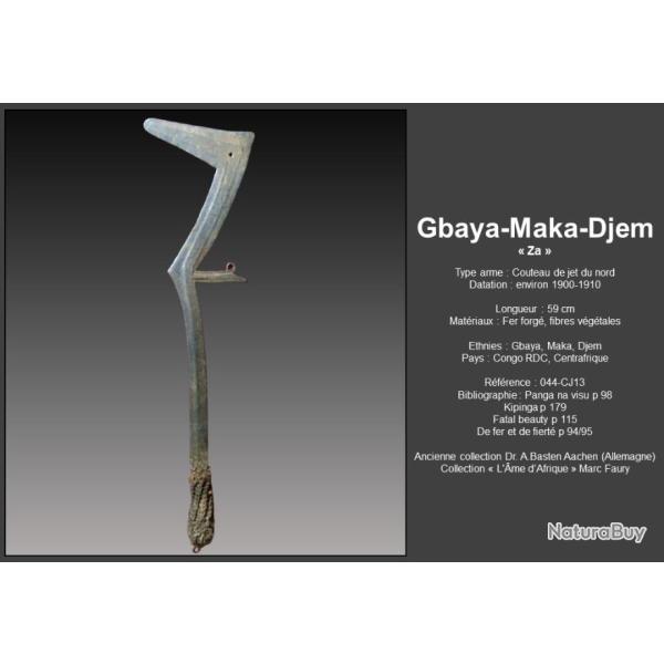 magnifique couteau de jet Gbaya-Maka-Djem afrique