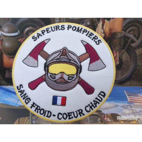 Patch brod� sapeurs pompiers ( diam:100mm) Sang Froid