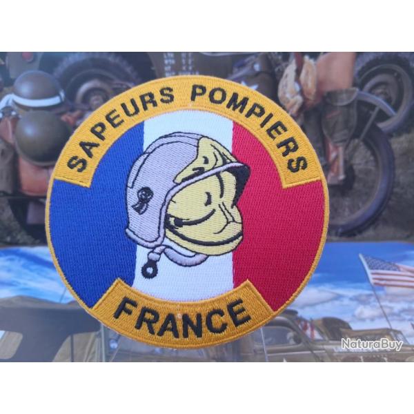 Patch brod� sapeurs pompiers France  ( diam:100mm)