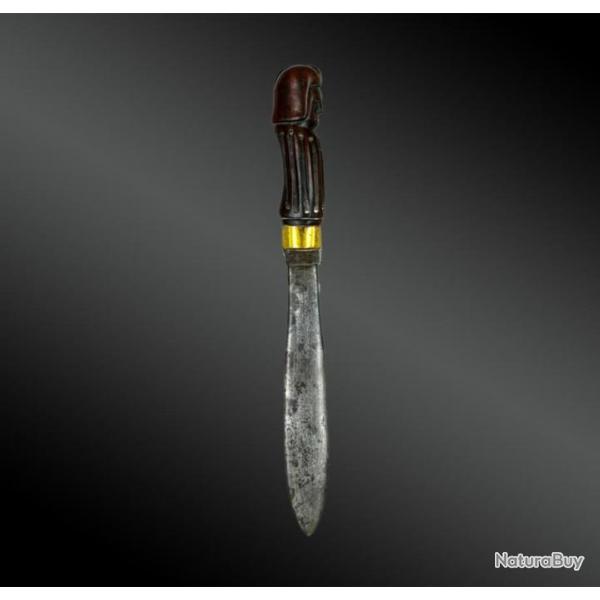 COUTEAU � fus�e ANTHROPOMORPHE - Culture Iroquoise ou Huron, r�gion des Grands Lacs - Vers 1850