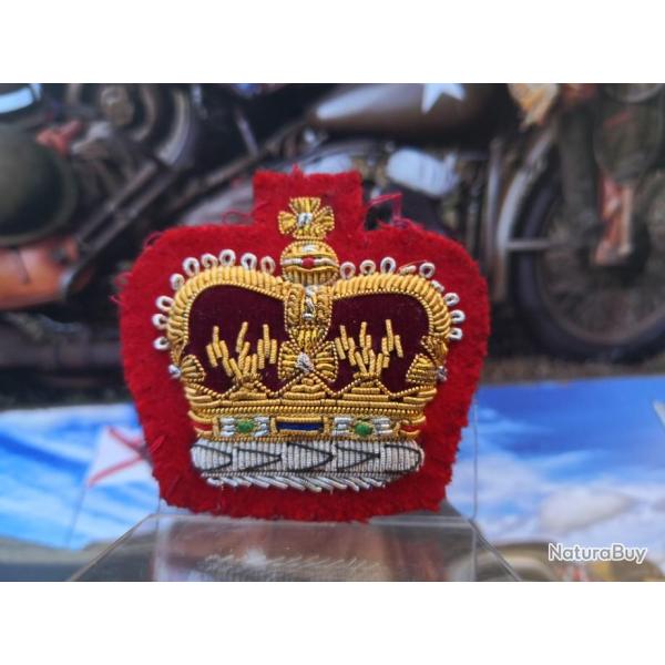 Arm�e Anglaise-Attribut de manche couronne royale brod� cannetille - H : 55 mm Largeur:50 mm 4a.