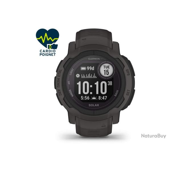 Garmin Instinct 2 Solar Noire compatible avec les centrales ALPHA