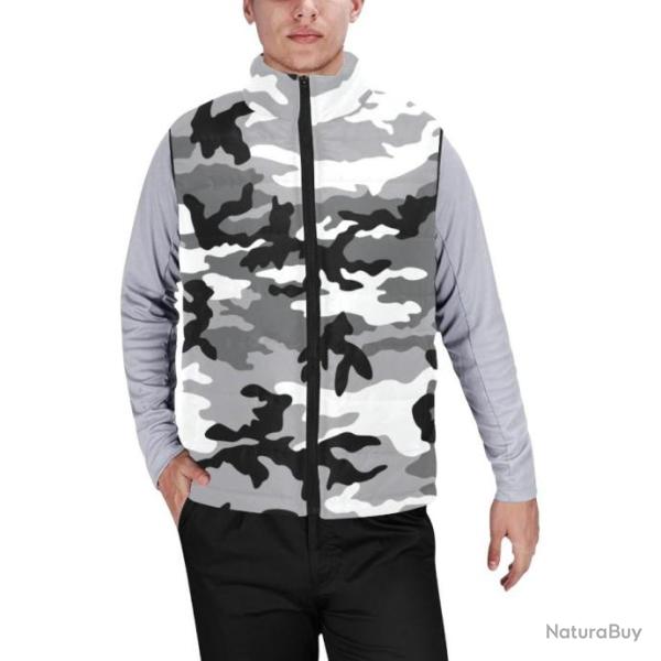 Gilet matelass� type doudoune sans manches avec col montant camouflage Urbain