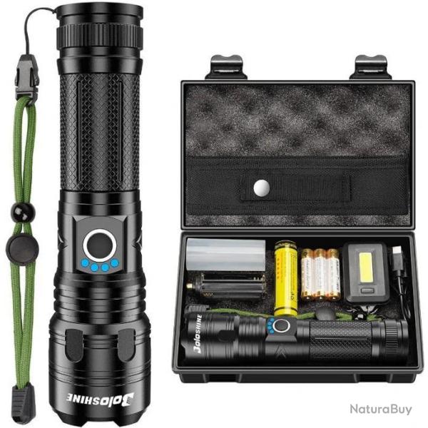 Lampe torche LED 5000LM - Ultra puissante - IP67 Etanche - 5 modes - Avec batterie rechargeable