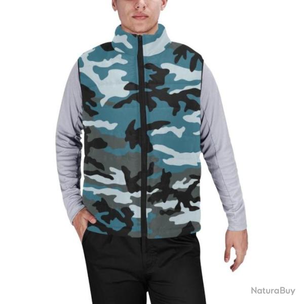 Gilet matelass� type doudoune sans manches avec col montant camouflage Metro city