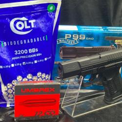 Pack Pistolet Walther P99 Noir DAO (Billes+CO2) - Airsoft - Blowback