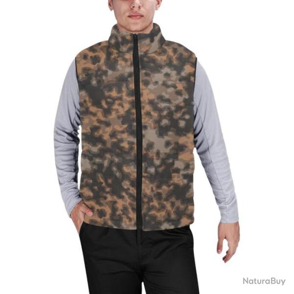 Gilet matelass� type doudoune sans manches avec col montant camouflage ww2 rauchtarn flou automne