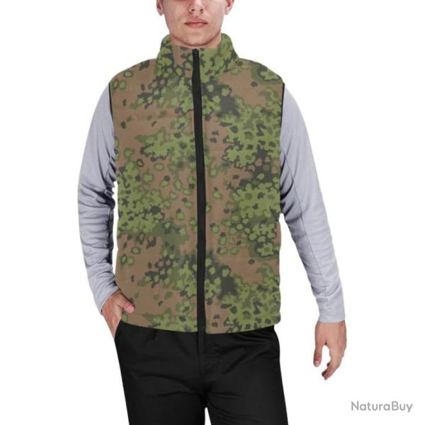 Gilet matelass� type doudoune sans manches avec col montant camouflage ww2 feuilles de ch�ne �t�