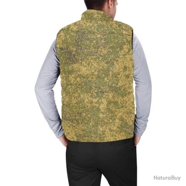 Gilet matelass� type doudoune sans manches avec col montant camouflage russe EMR digital flora arid
