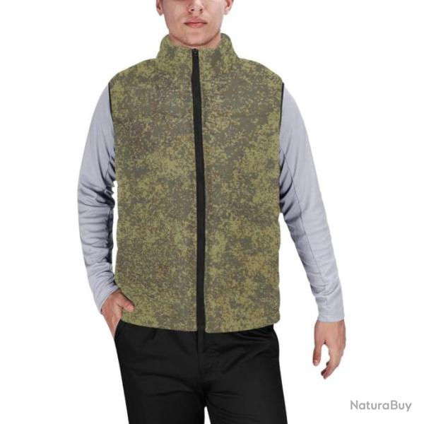 Gilet matelass� doudoune sans manches avec col montant camouflage russe EMR digital flora steppes