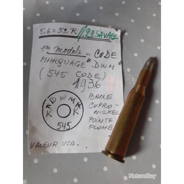 Cartouche 5.6x52R 1936 catgorie C