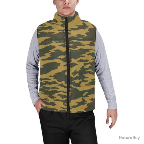 Gilet matelass� doudoune sans manches avec col montant camouflage russe arbuz flora tigr
