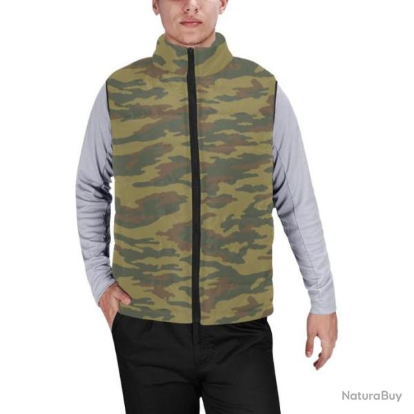 Gilet matelass� doudoune sans manches avec col montant camouflage russe arbuz flora steppes